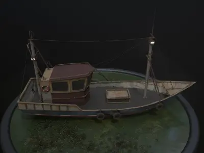 Old Rusty Fishing Boat - PBR and Game-Ready Low-poly 3D model