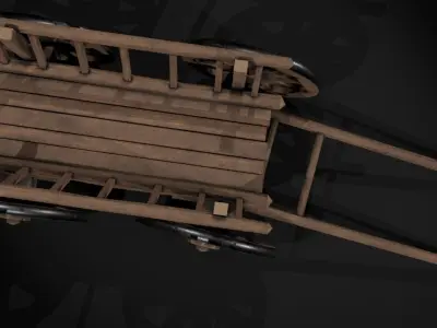 wooden cart Low-poly 3D model