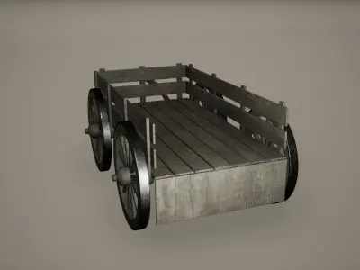 Wooden Cart Low-poly 3D model