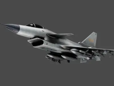 chengdu j 10 Aircraft 3D Model with Textures PBR Animated Low-poly 3D model