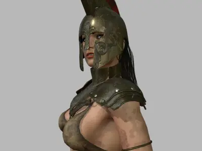 Female Gladiator Low-poly 3D model