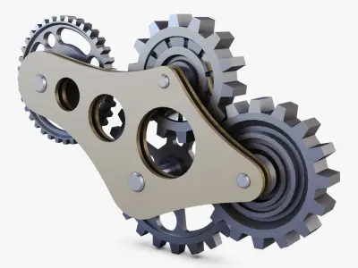 Gear Mechanism Low Poly v 6 Low-poly 3D model