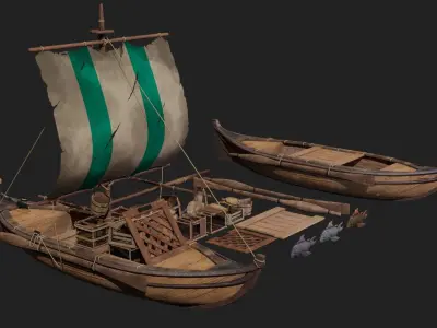 Sea Boat Asset Low-poly 3D model