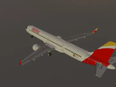 Iberia airbus a321neo XLR low poly 3D model  Low-poly 3D model