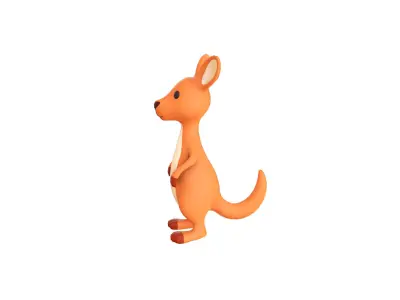 Cartoon Kangaroo Animal 3D Model for Cartoon Characters Low-poly 3D model