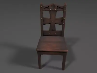 Old woodchair Free low-poly 3D model
