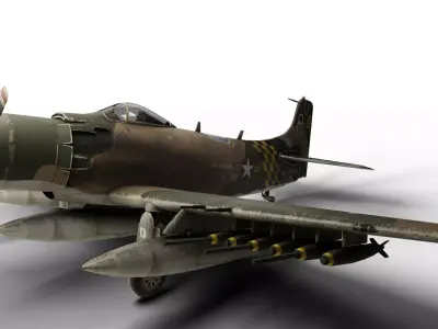 A-1 Skyraider Attack Aircraft - Realistic 3D model