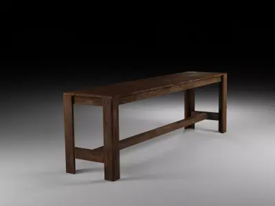 Wooden bench Low Poly game-ready asset Low-poly 3D model