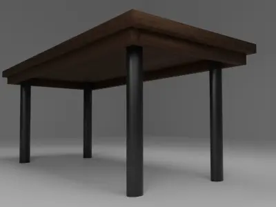 Wooden Table Free low-poly 3D model 3