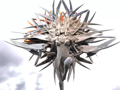 Angel of Abundance Crystal Star statue 3D model