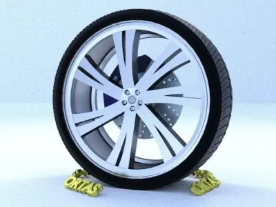 ORTAS CAR RIM 4 GAME READY RIM TIRE AND DISC 3D model