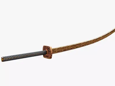 Golden Katana Low-poly 3D model