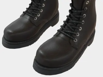 Black Leather Ankle Boots Low-poly 3D model