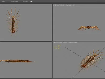 Cartoon animal - centipede      Low-poly 3D model