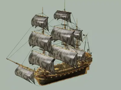 Sailboat Galleon - Game Ready B Low-poly 3D Model Low-poly 3D model