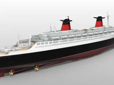 Paquebot FRANCE ocean liner printable model - full and waterline 3D print model