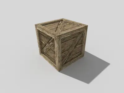 low poly wooden box Low-poly 3D model