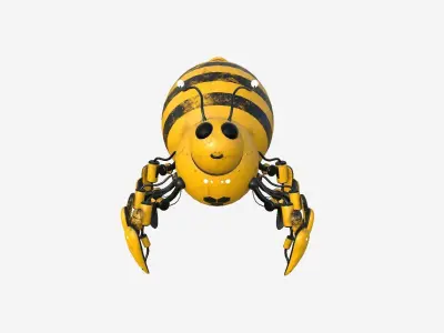 Cute Robot E01 Bee Color - SciFi Character Design Low-poly 3D model