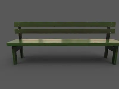 Wood Bench Low-poly 3D model shop