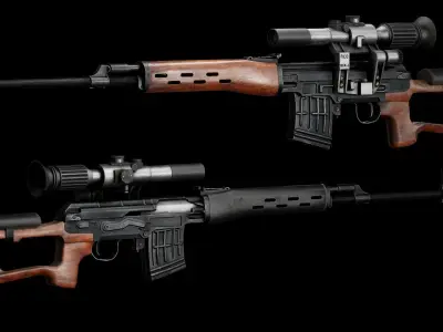 GAME READY DRAGUNOV SVD RIFLE PBR RIGGED Low-poly 3D model