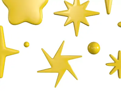 10 Cartoon Star PBR Low-poly 3D model