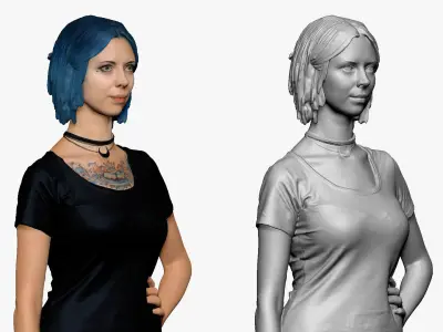 001500 woman with a tattoo in a dress 3D model