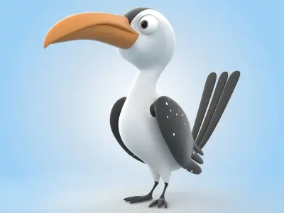 Yellow Billed Hornbill 3D model