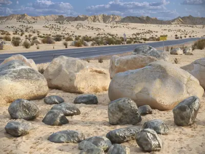 Natural Stone Set with Small Rocks 3D model