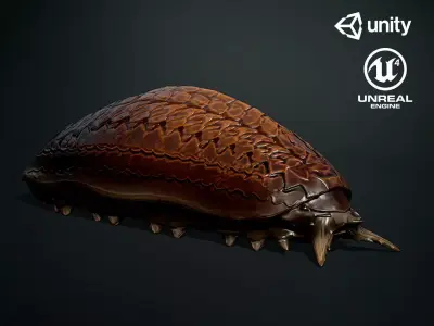 Larvae creature1 - Game Ready Low-poly 3D model Low-poly 3D model