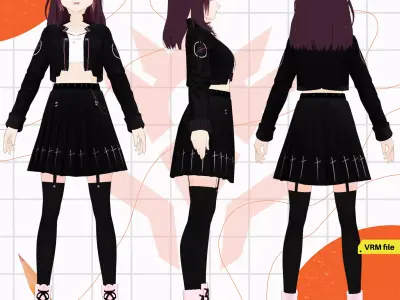 VRM VAMPIRE ELF GOTHIC GIRL SCI FI BLACK STYLE 3D model