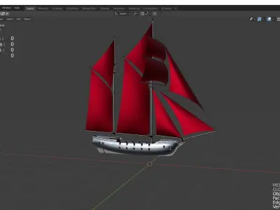 Pirate Ship sailing wa 3D model
