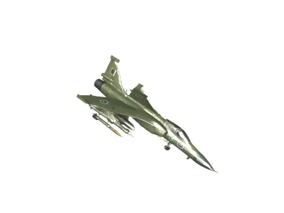Pakistani JF-17 Thunder Jet with Pakistan Flag GA Ready Low-poly 3D model