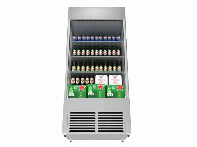 Store open front cooling shelf with beverages 3D model