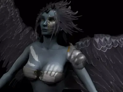 Clothed Harpy Low-poly 3D model