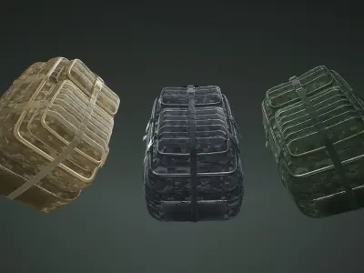 Rigged Military Backpack Low-poly 3D model