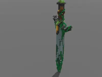Voxel - Mossy Sword - Low-poly 3D Model Low-poly 3D model