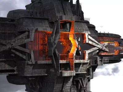 Dark cyberpunk Sci-Fi Ship  Kit bash  3D model