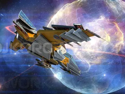 Space Jet Fighter Low-poly 3D model