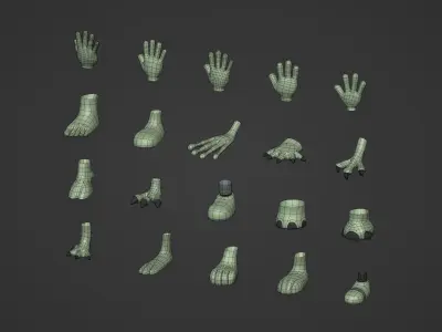 Cartoon Hands and Feet Pack Low-poly 3D model