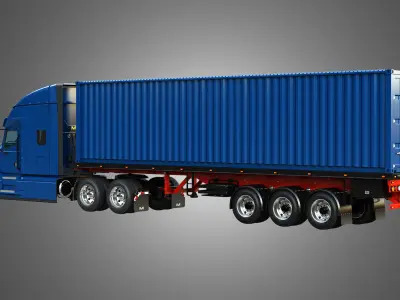 Anthem 64T with 3-Axle Container Trailer 3D model