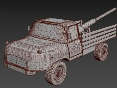 low-poly war truck 3D model