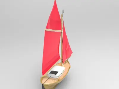 Flagship wooden sailboat with sails 3D model