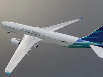 Garuda Indonesia airbus a330-900neo model  with cockpit Low-poly 3D model