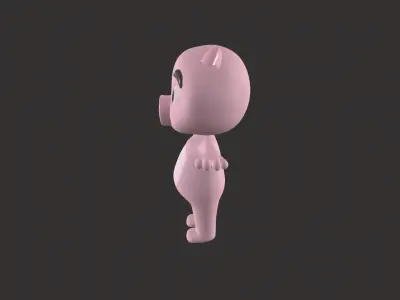 Cartoon 008 Character Pig Cute Low-poly 3D model