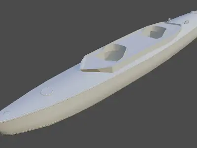 WW2 canoe Low-poly 3D model