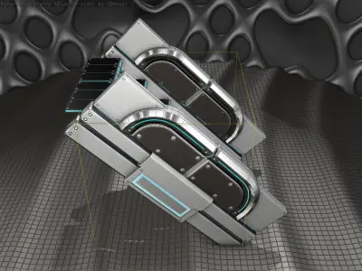 Sci-Fi Stairs - 23 - Silver Blue Neon Light Version  Low-poly 3D model