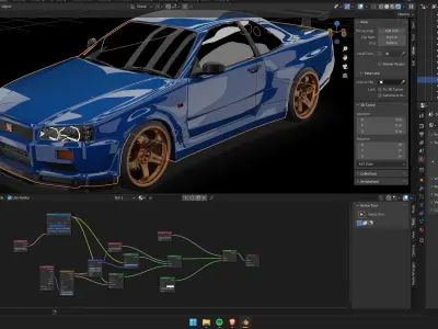 Nissan Skyline R34 - Blue Free 3D model