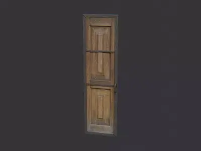 Wooden Double Frame Door Left Rustic Metal Trim Low-poly 3D model