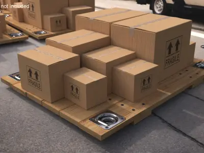 Stacked Freight Boxes On Slatted Pallet 3D model