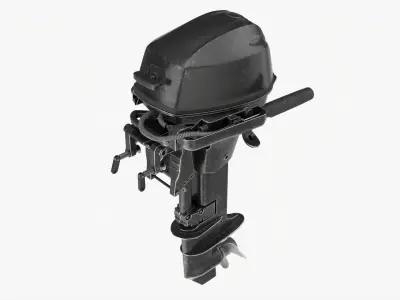 Outboard portable boat motor with folded tiller used 3D model